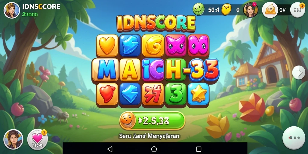 Tampilan gameplay seru dari IDNSCORE dengan objek match-3 yang menantang.