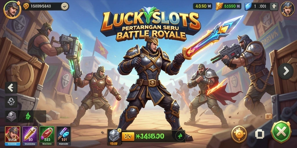Screenshot gameplay LUCKYSLOTS yang menampilkan aksi seru di arena Battle Royale.