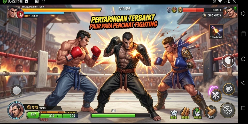 Screenshot menampilkan aksi pertarungan seru dalam RACIK198.
